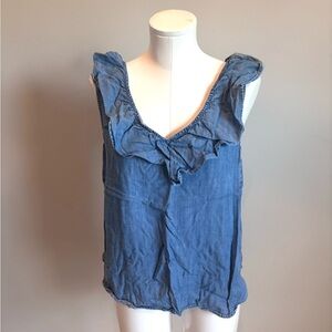 GAP Denim Blue Ruffle Blouse